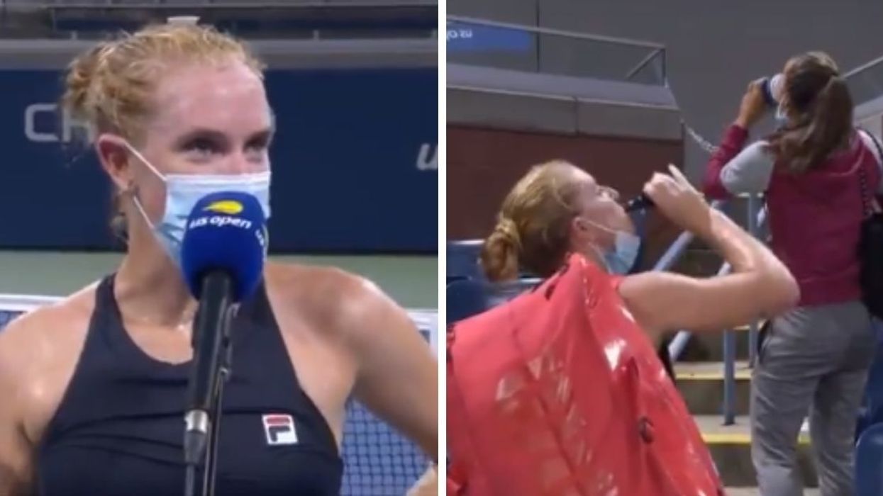 American Tennis Player Yells 'Alcohol!' Before Chugging Some Red Wine After Upset Win At U.S. Open