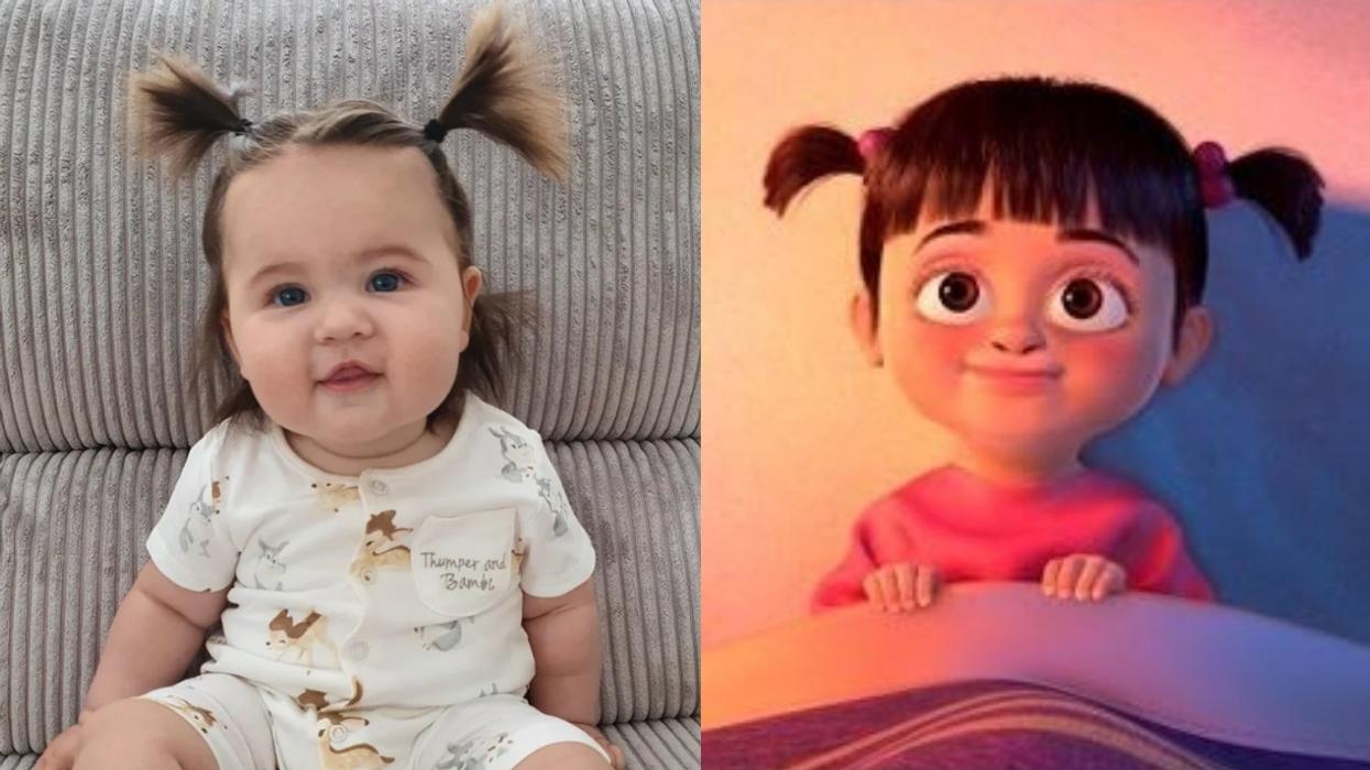 Adorable Baby Girl With Thick Black Hair Is The Spitting Image Of Boo From 'Monsters, Inc.'
