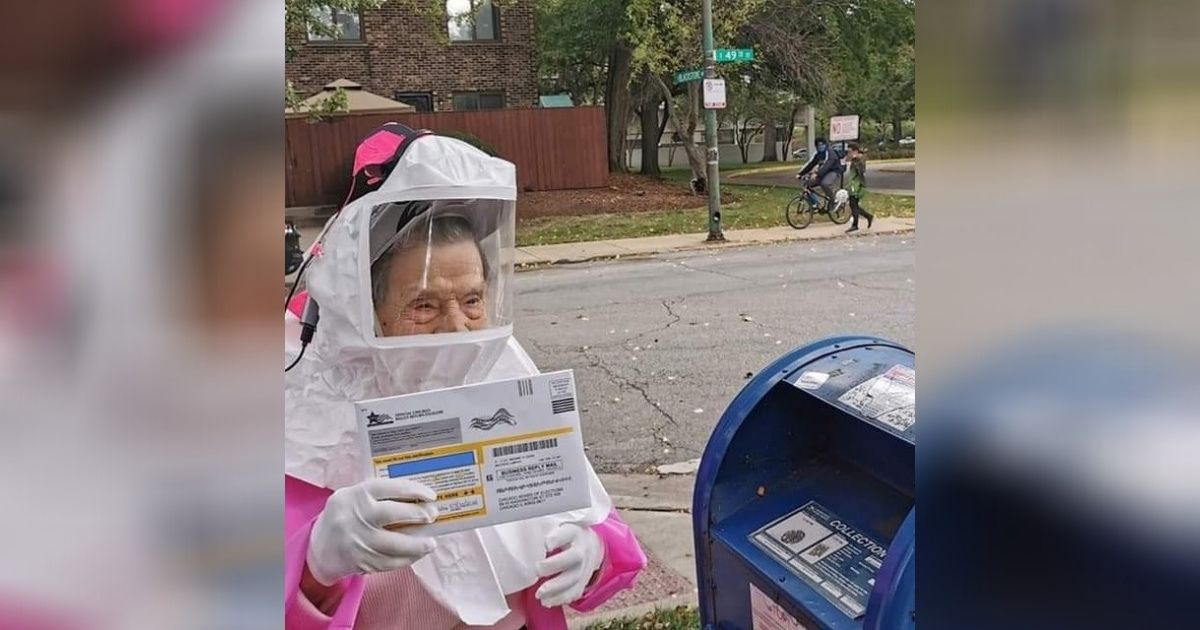 102-Year-Old Chicago Legend Dons A Full Hazmat Suit To Drop Off Her Ballot At The Mailbox