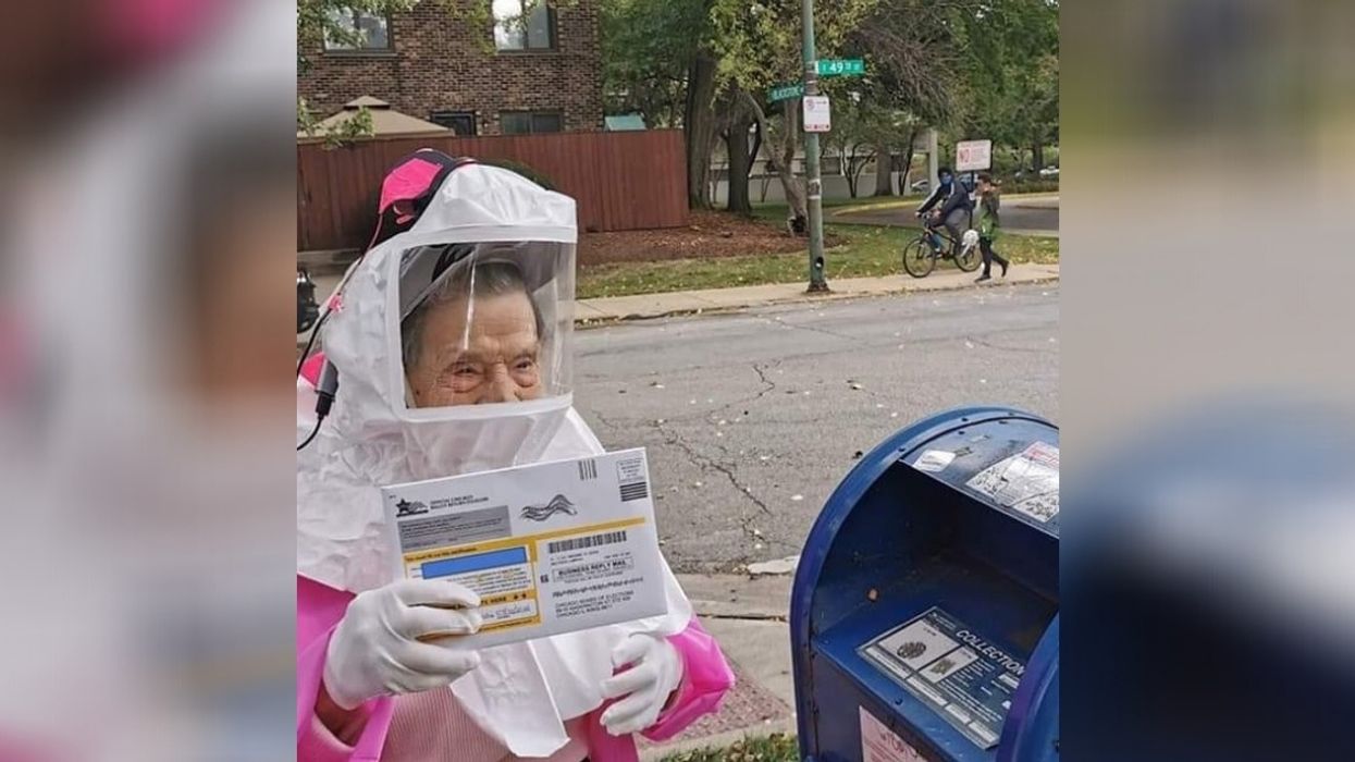 102-Year-Old Chicago Legend Dons A Full Hazmat Suit To Drop Off Her Ballot At The Mailbox