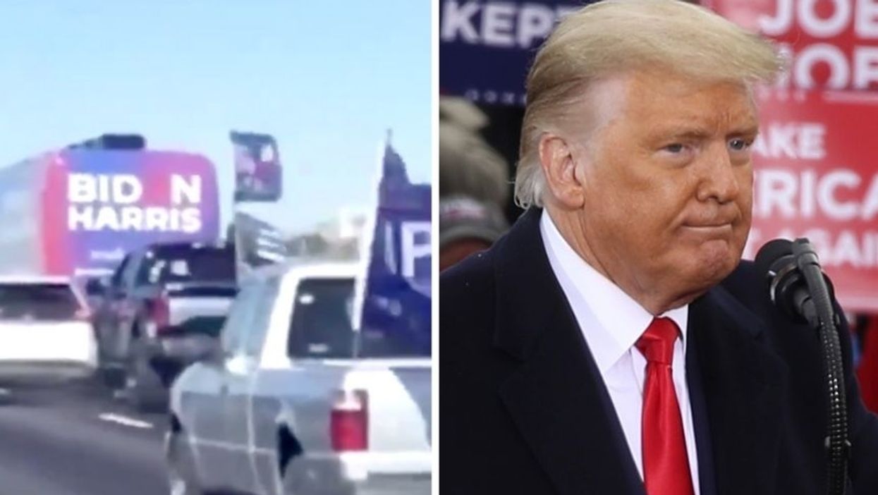 Trump Praises Supporters for 'Protecting' Texas Biden Campaign Bus That They Almost Drove Off the Road