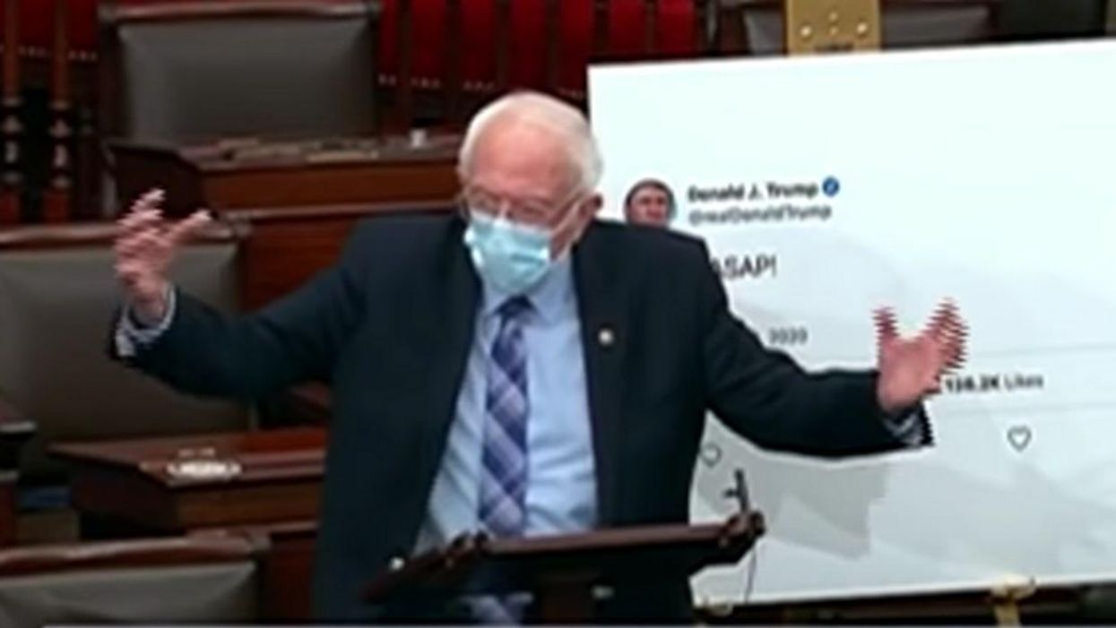 Bernie Sanders Uses Trump's Tweets As Ammunition To Blast Mitch McConnell Over Stimulus Checks