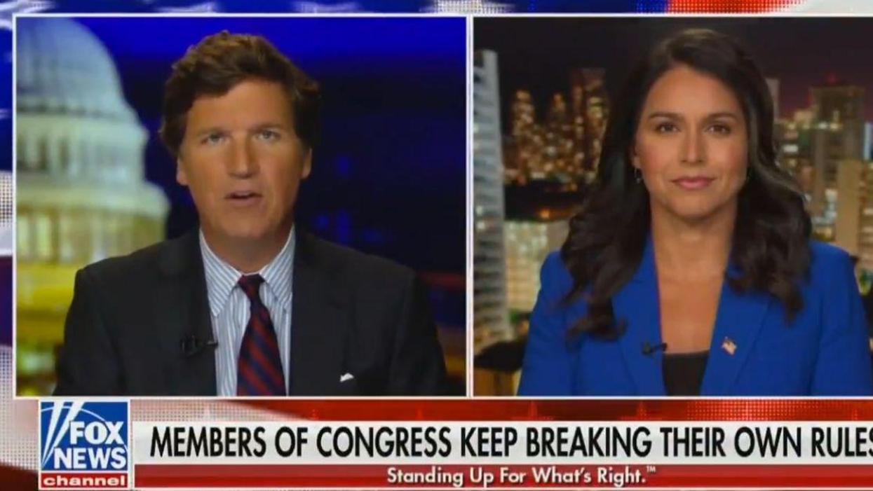 Tucker Carlson Dragged After Cringey 'Basic Civics' Fail During Interview With Tulsi Gabbard