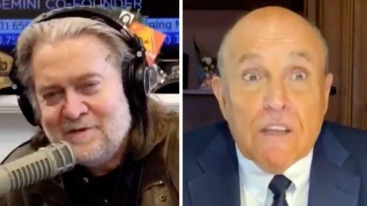 Steve Bannon Laughs in Rudy's Face After He Unveils His Latest Capitol Riots Conspiracy Theory