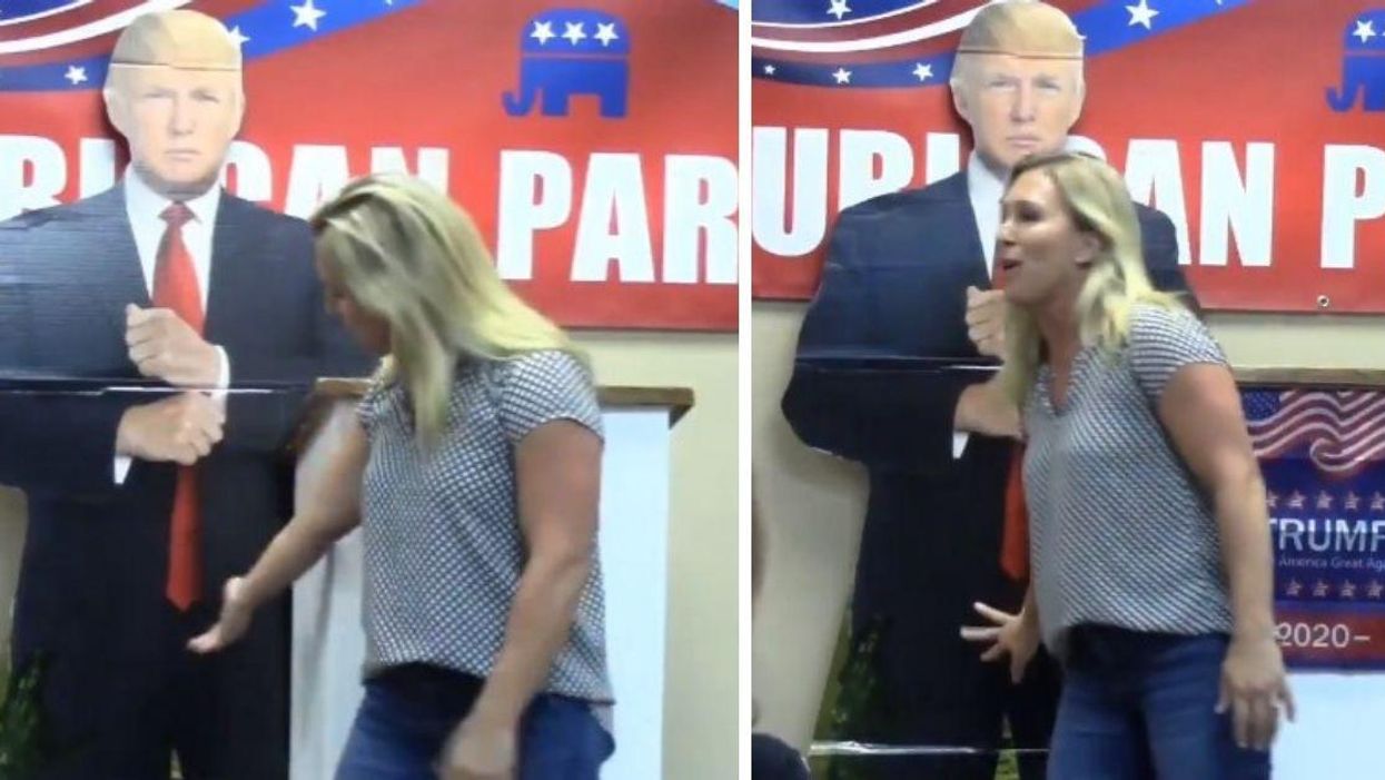 QAnon Congresswoman Rubs Crotch Of Trump Cardboard Cutout In Bizarre Resurfaced Video