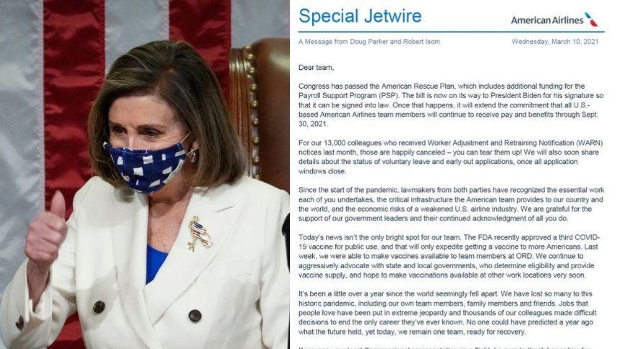 American Airlines Just Told Employees to 'Tear Up' Furlough Notices After Relief Bill Passed and Democrats Are Cheering