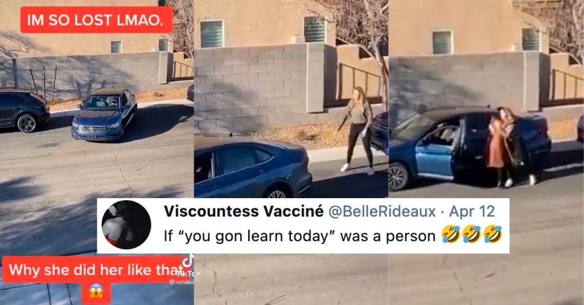 Woman Helps Driver Struggling To Parallel Park Her Car Only To Pull Hilariously Evil Move After