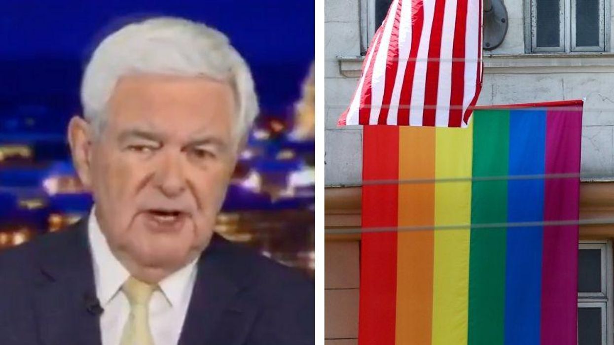 Newt Gingrich Roasted for Whining That Biden's New Pride Flag Rule for U.S. Embassies Is 'Anti-American'