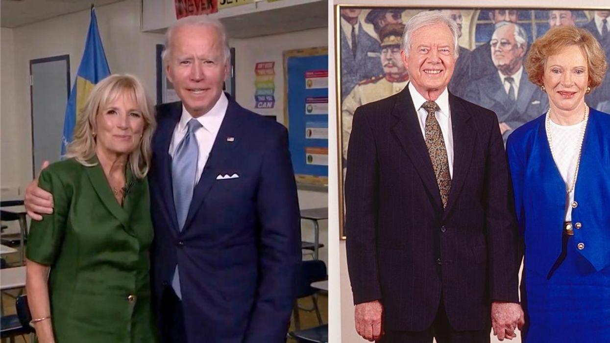 Optical Illusion Makes The Bidens Appear Hilariously Gigantic Compared To The Carters In Viral Photo