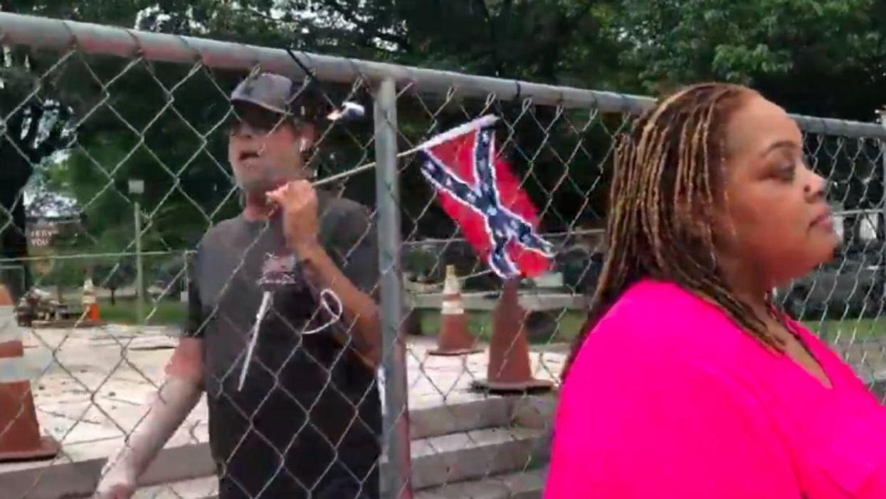 Construction Volunteer Harasses Black Gov't Official Over Confederate Tomb's Removal During Media Interview