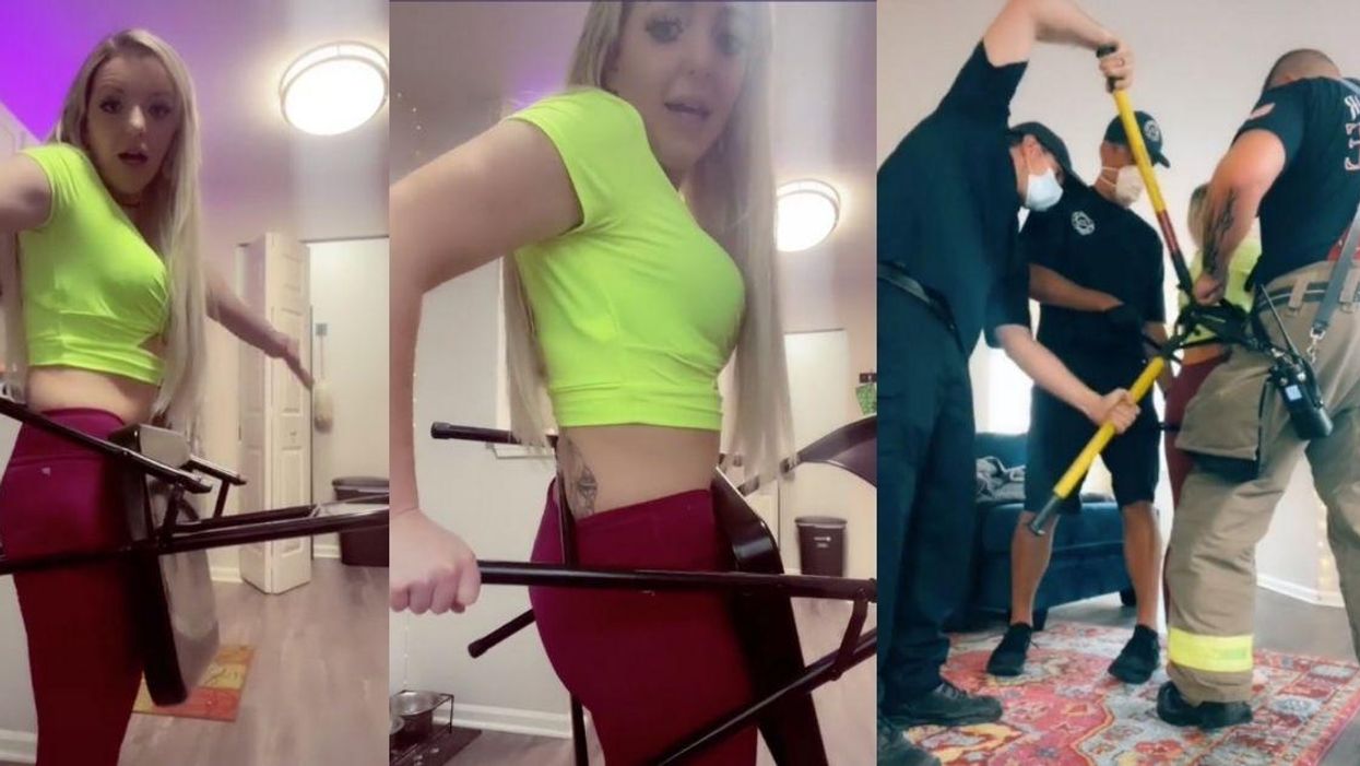 Woman Has To Be Cut Out Of Folding Chair By Fire Department After Filming 'Stuck Fetish' Video