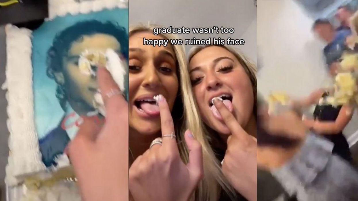 Woman Gets Pelted In the Face By An Entire Graduation Cake After TikTok Prank Goes South