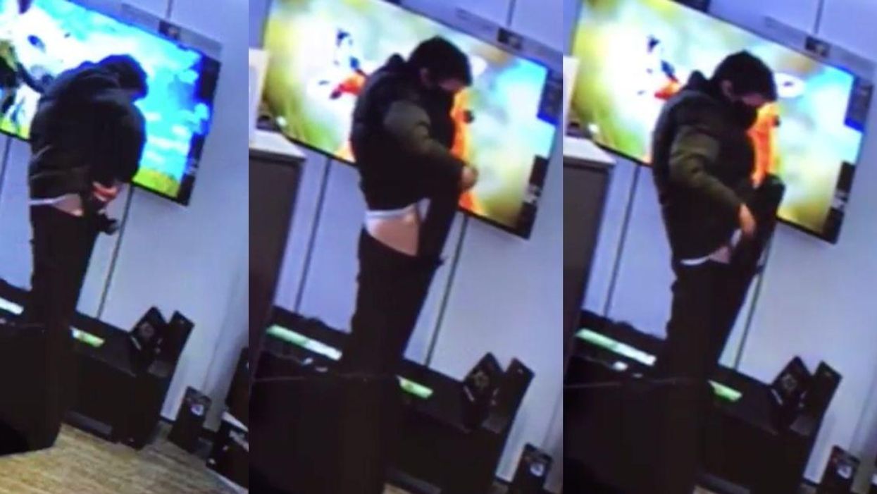 Thief Mocked After Attempting To Steal Giant Speaker From Store By Shoving It Down His Pants