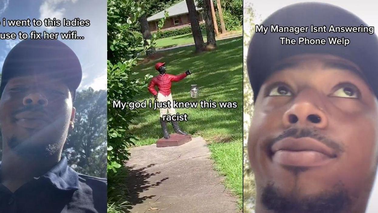 Black Internet Technician Stunned After Discovering Racist Minstrel Statues In Customer's Yard
