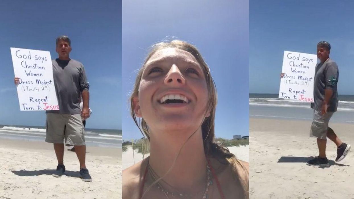 Woman Goes Off On Christian Man Who Is Absurdly Protesting Bikinis On Florida Beach