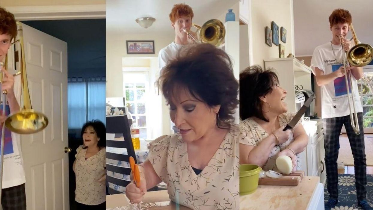TikToker Hilariously Annoys His Mom By Giving Her A Trombone Soundtrack For Everything She Does