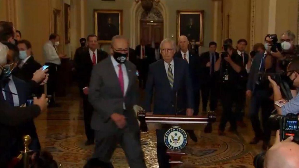 Chuck Schumer Pulls Off Boss Move By Cutting Off Mitch McConnell As He Approaches Podium