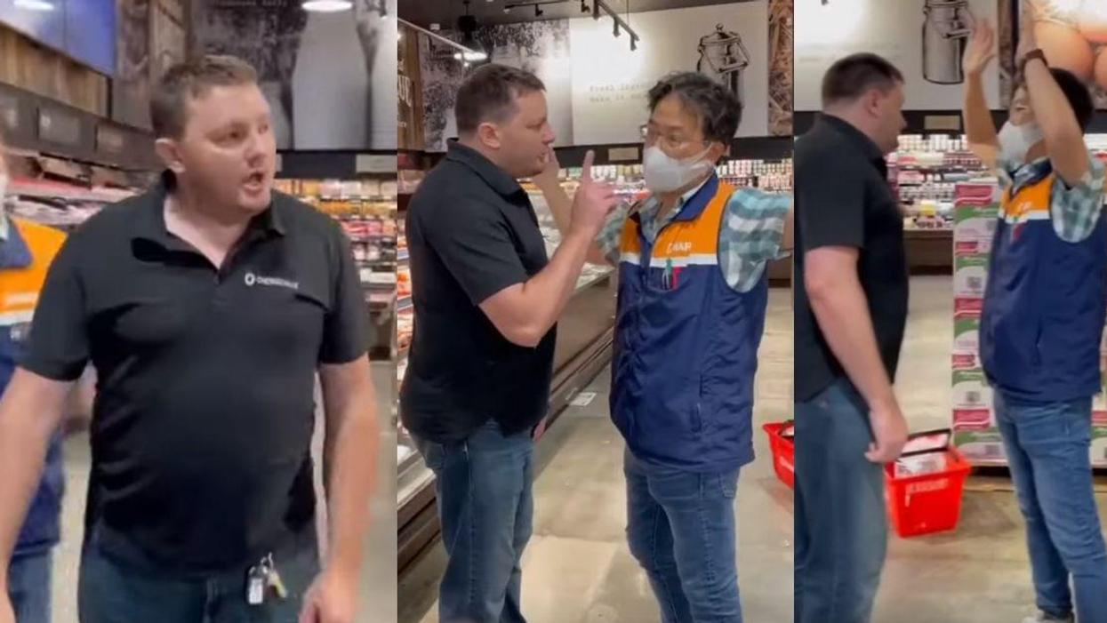 Customers Confront Anti-Masker Who Tried To Ram Korean Supermarket Worker With Cart