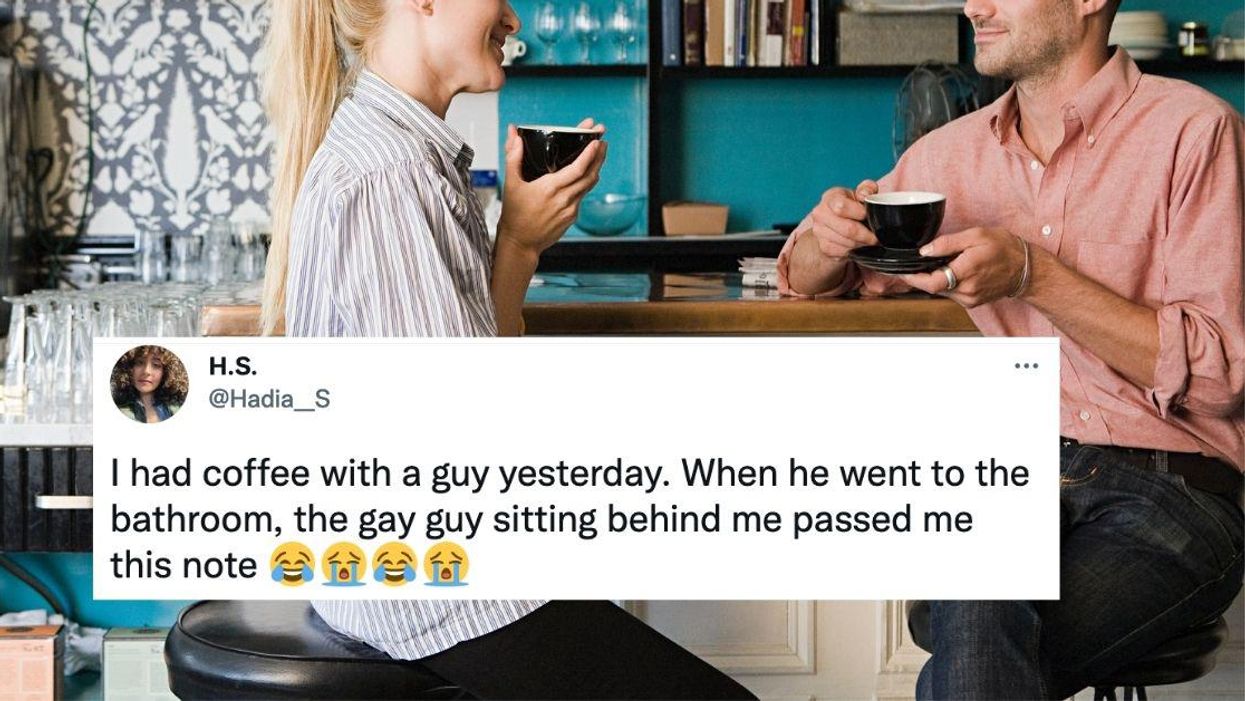 Gay Man At Coffee Shop Passes Hilariously Blunt Note To Stranger On A Date Behind Him