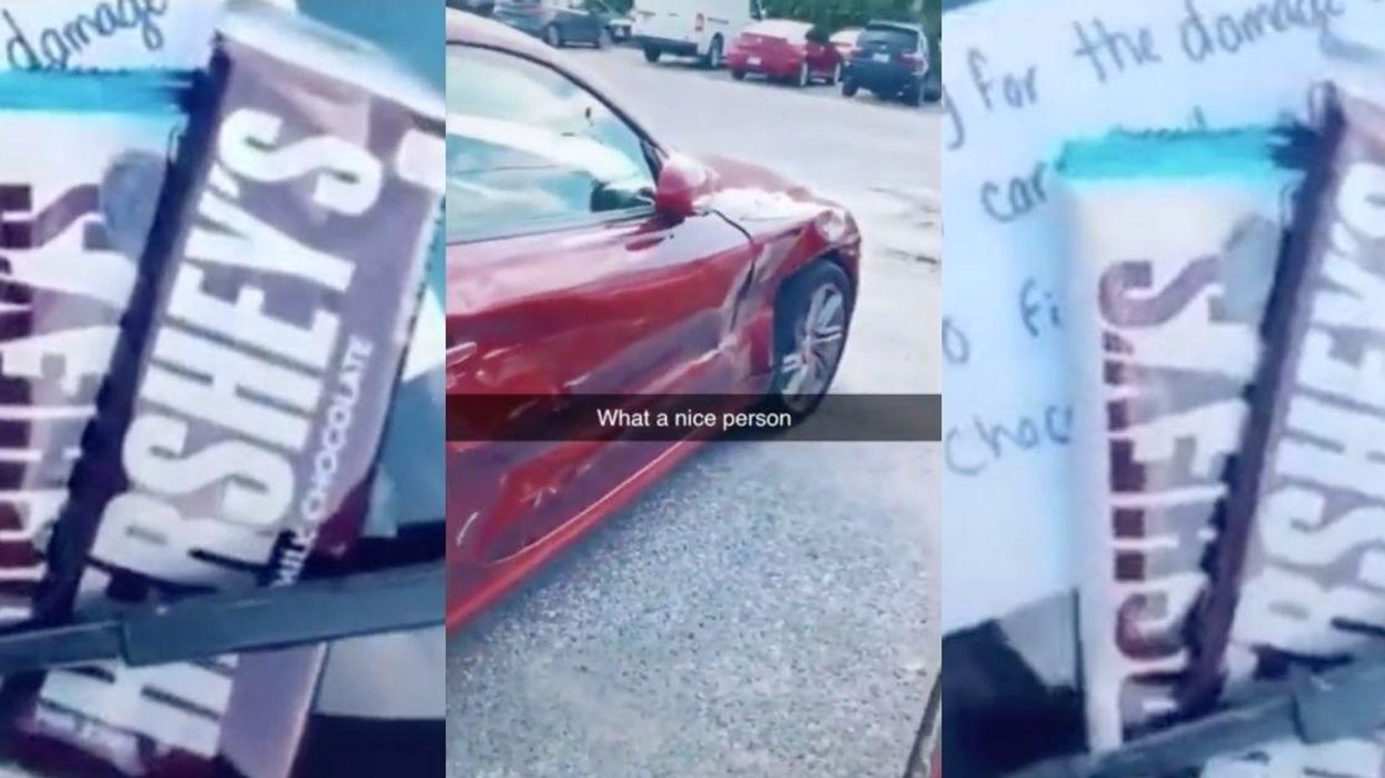 Woman Stunned After Driver Who Crashed Into Her Car Compensates Her With Hershey Bars