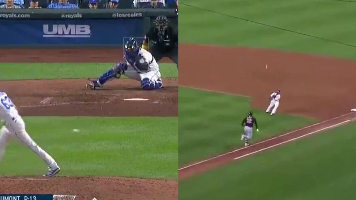 Major League Pitcher Gets An Unbelievable Out After Ball Bounces Off His Foot To First Baseman