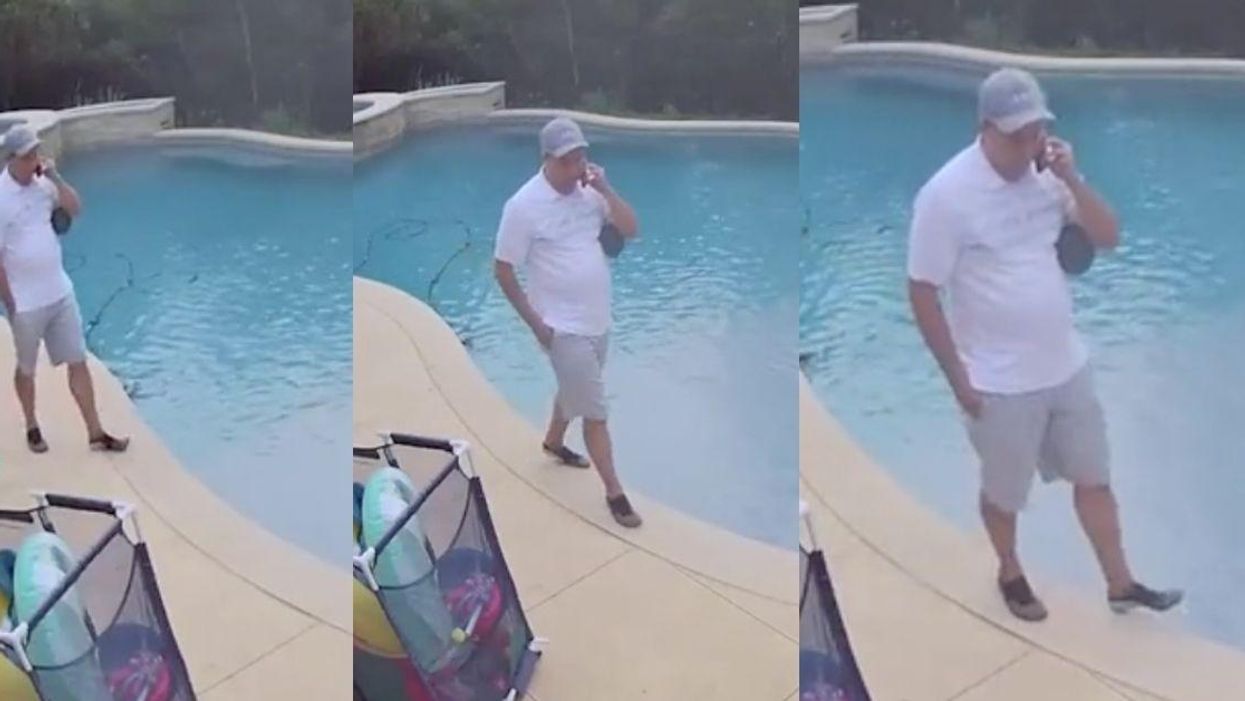 Guy Hilariously Slips And Falls Into Pool In The Middle Of A Work Call—And Doesn't Even Miss A Beat