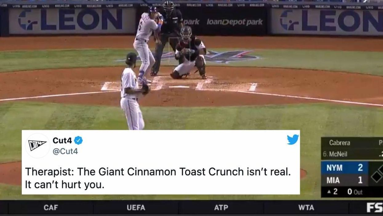 Giant Cinnamon Toast Crunch Mascot Sitting Right Behind Home Plate Is Pure Nightmare Fuel