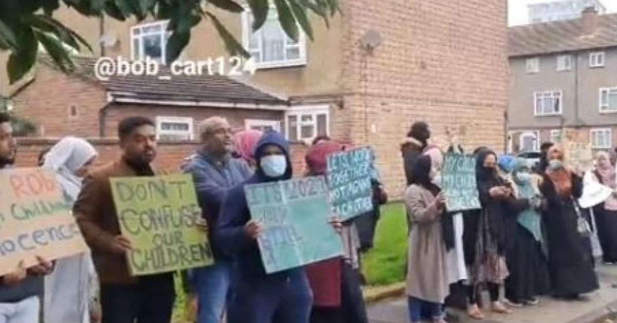 Parents Protest Outside Primary School Over Curriculum Teaching About LGBTQ+ Relationships