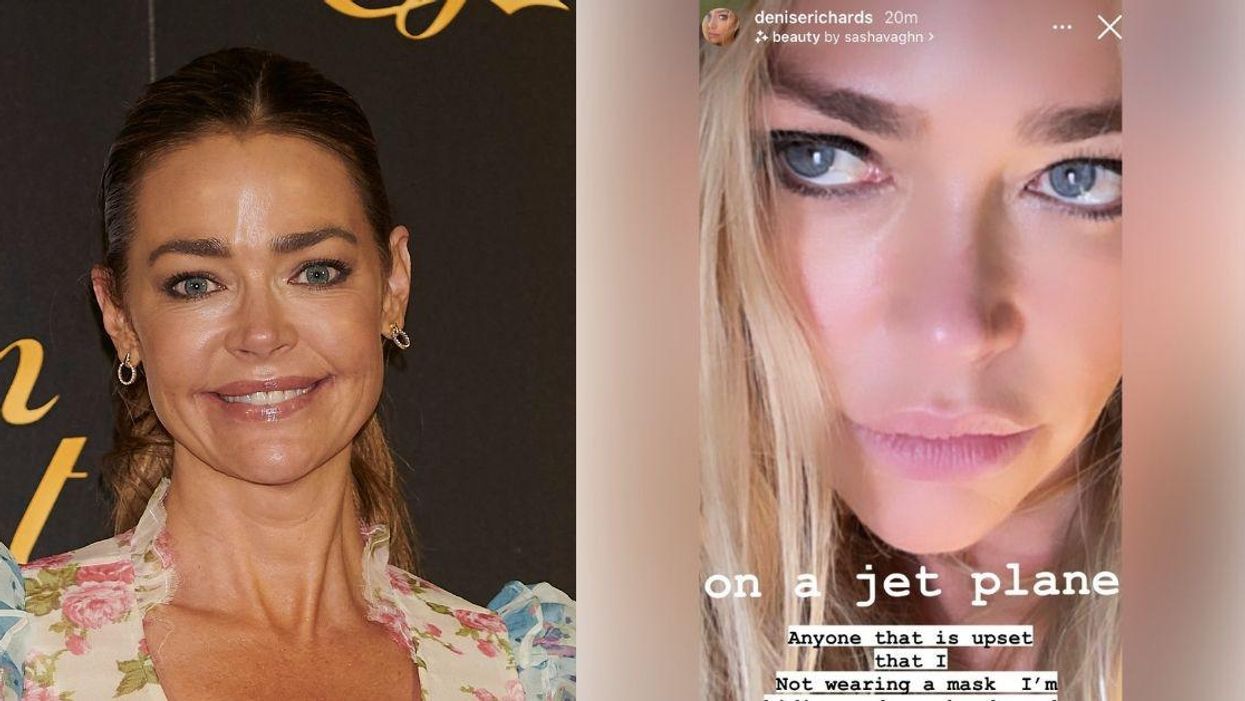 Denise Richards Slammed After Posting Bizarre Maskless Plane Selfie: 'I'm Hiding Under A Hoody'