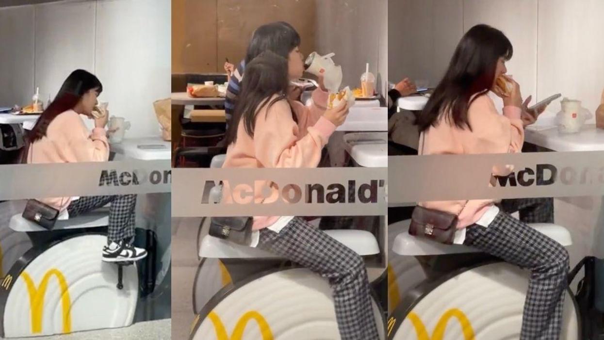 Video Of Woman Enthusiastically Eating While Riding A McDonald's Stationary Bike Goes Viral
