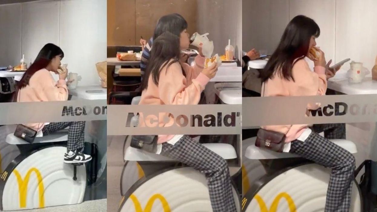 Video Of Woman Enthusiastically Eating While Riding A McDonald's Stationary Bike Goes Viral
