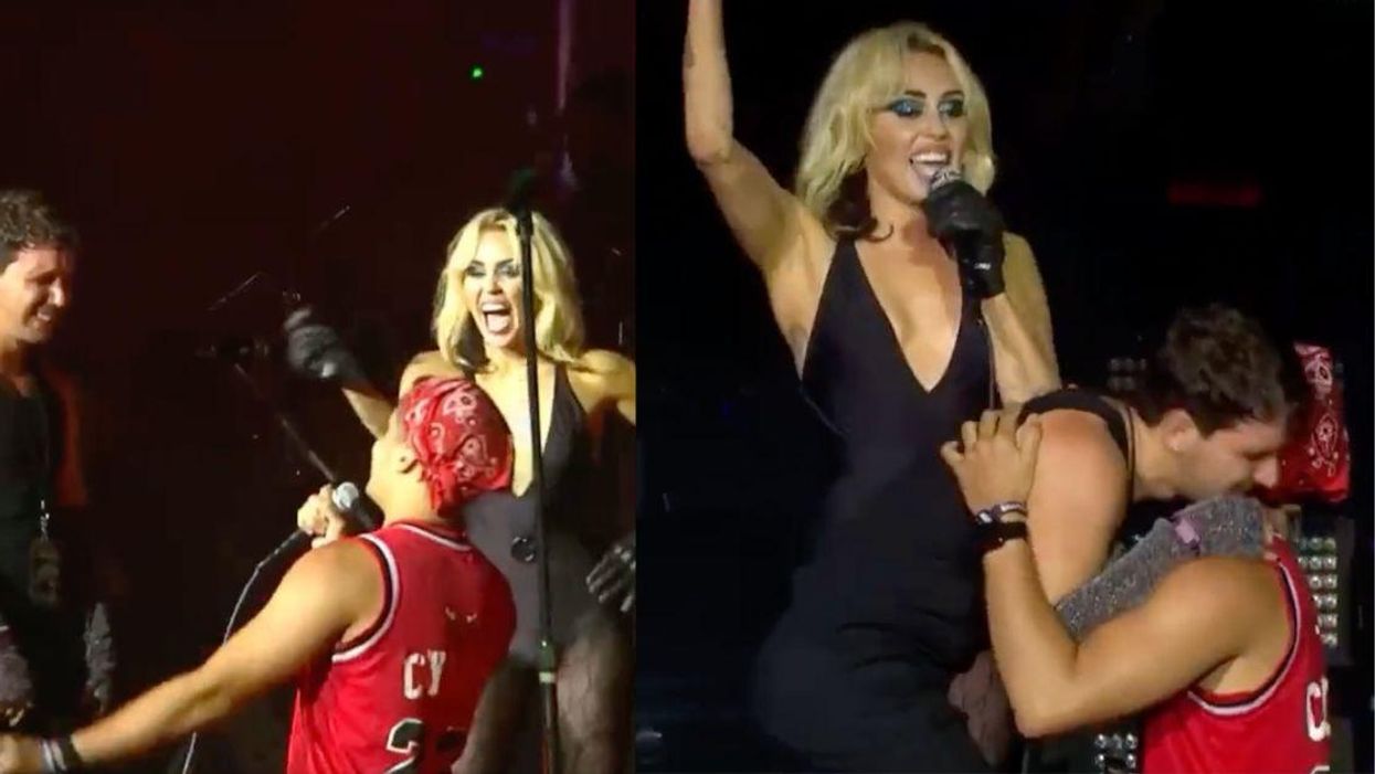 Miley Cyrus Helps Gay Fan Propose To His Boyfriend On Stage—Then Mocks Her Own Failed Marriage
