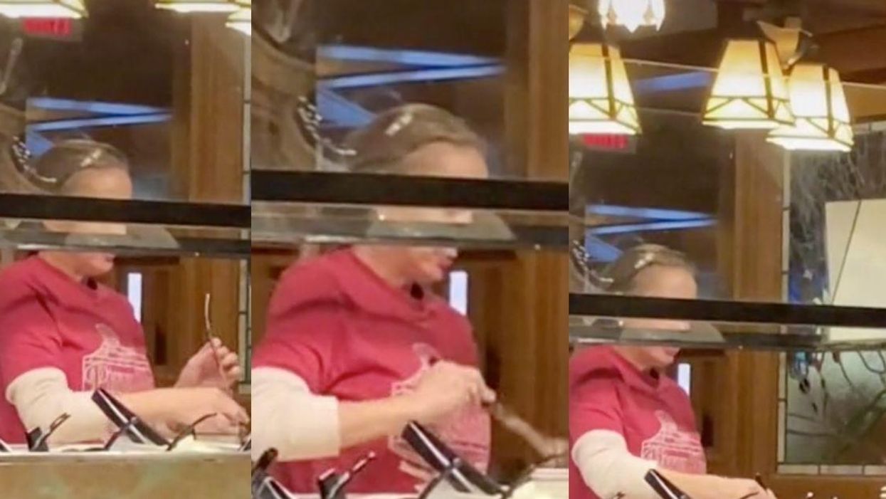 Pizza Hut Customers Horrified After Catching Employee Eating Directly Out Of Ladle At Salad Bar