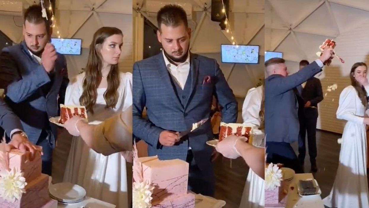 Groom Furious After Drunk Guest Smashes His Wedding Cake And Tries To Dump It On The Bride