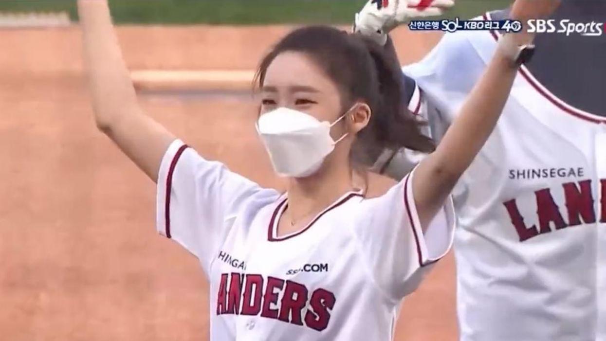 South Korean Olympic Figure Skater Goes Viral With Her Gold Medal-Worthy First Pitch At Baseball Game