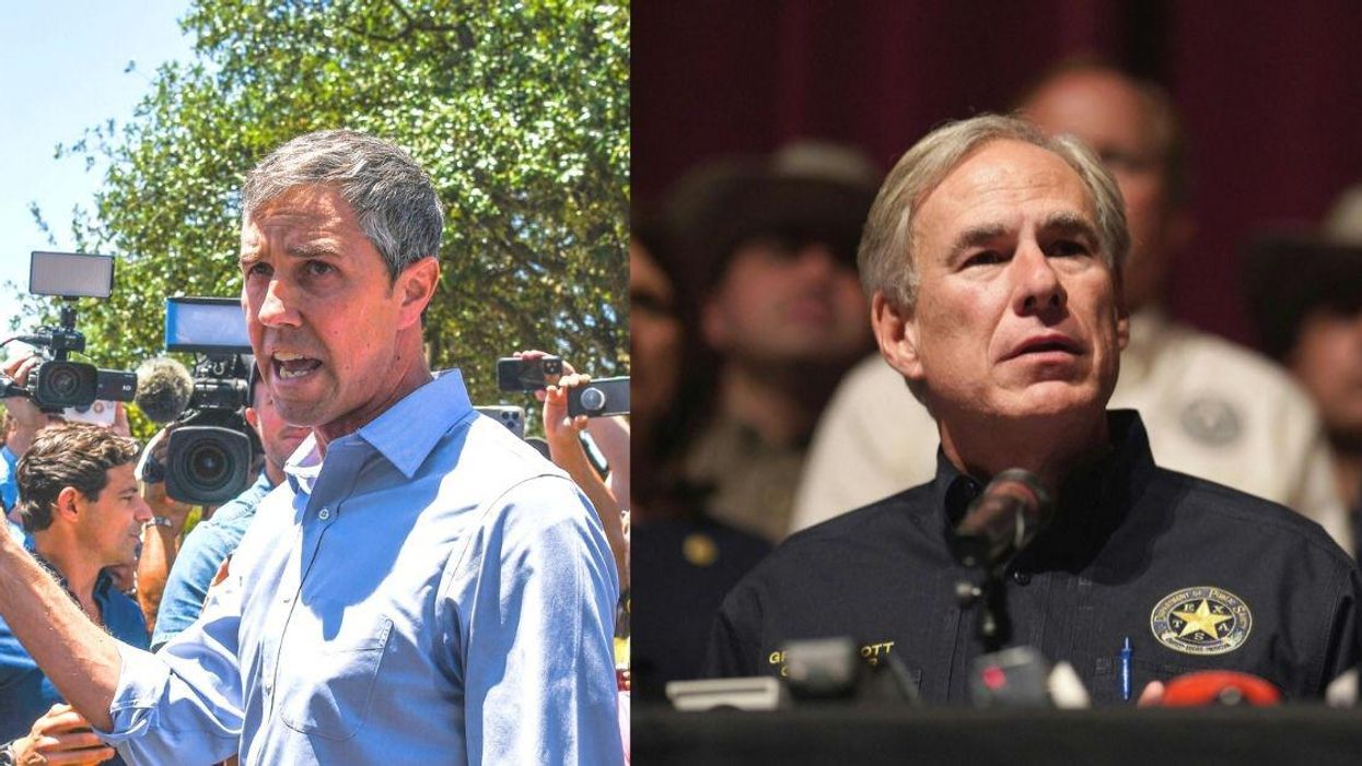Viral Photo Of Beto Confronting Gov. Abbott During Press Conference Has Twitter In Awe