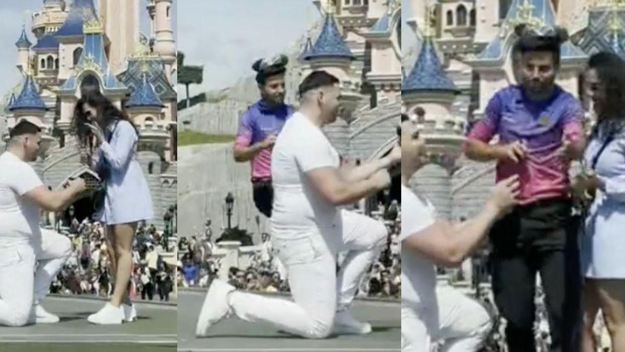 Disneyland Paris Worker Goes Viral After Swooping In To Ruin Couple's Marriage Proposal In Viral Video