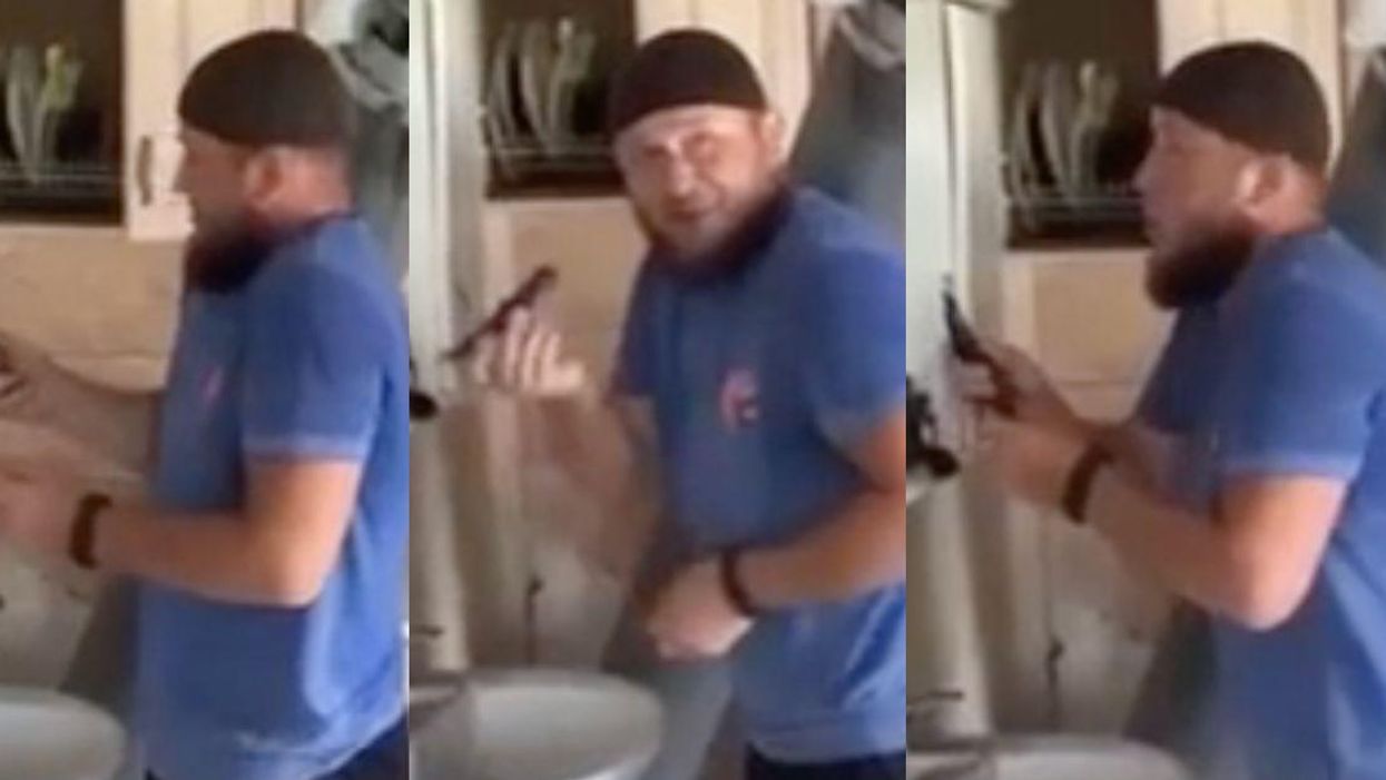 Surreal Clip Shows Ukrainian Man Shaving In Front Of Unexploded Missile That Crashed Through His Roof