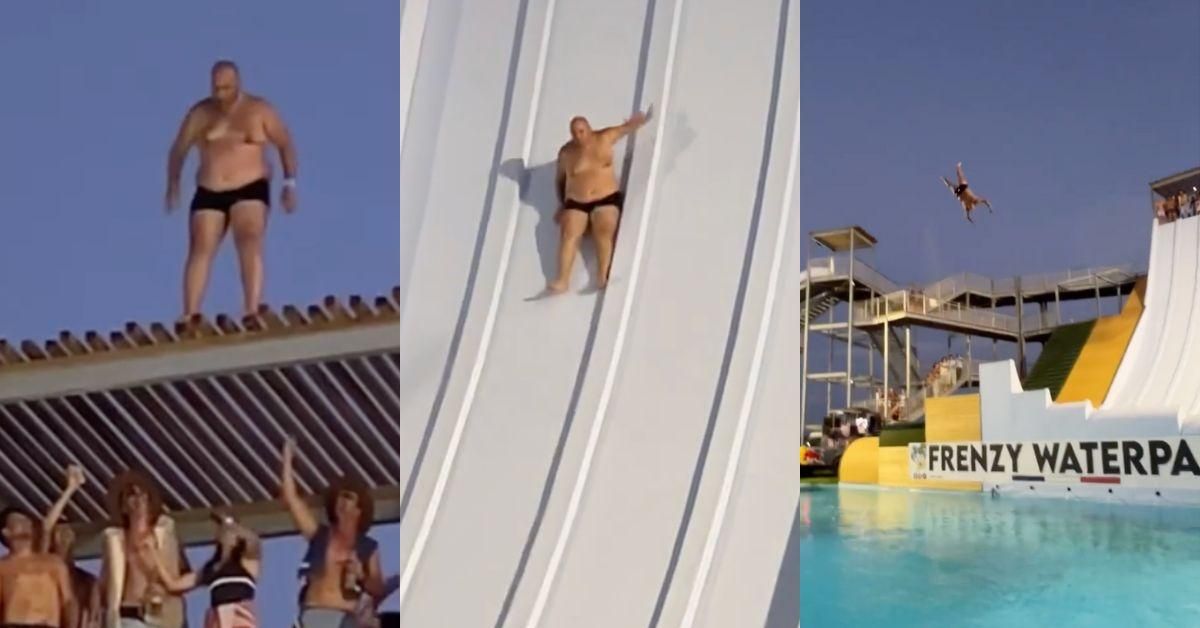Guy Gets Some Serious Air After Jumping Off Roof Onto Water Slide—And Has The Bruises To Show For It
