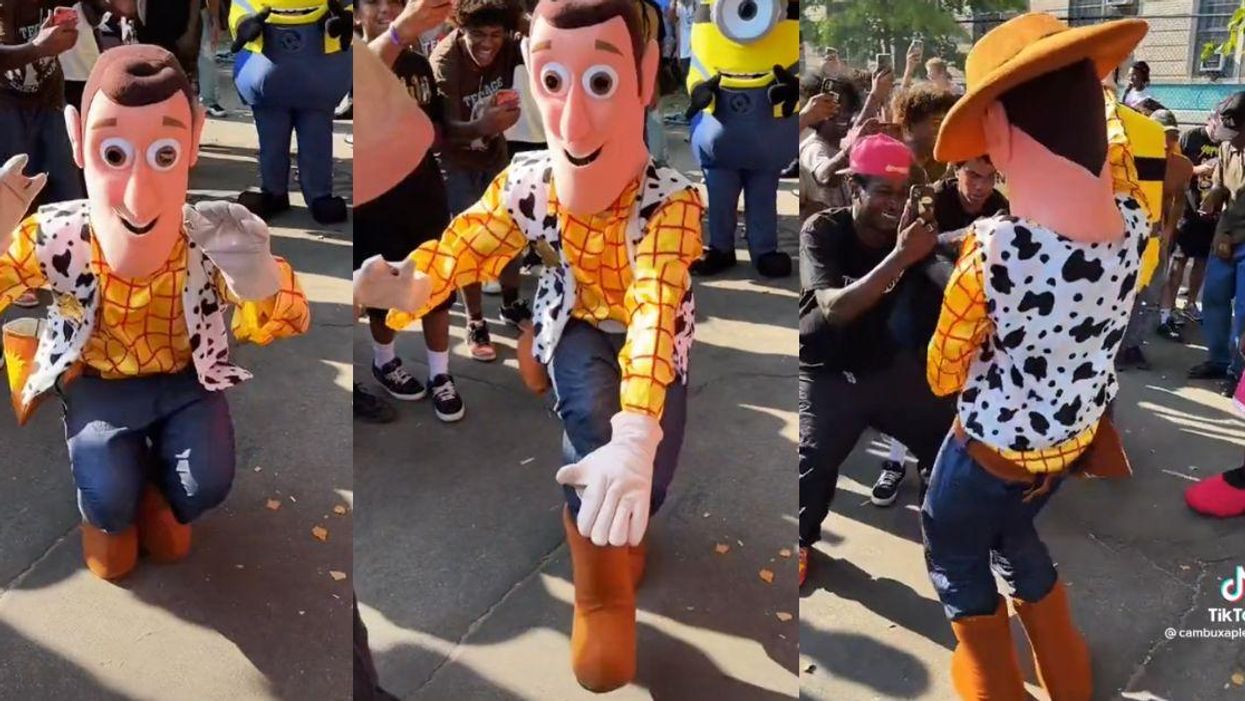 Viral TikTok Videos Of Costumed Woody Getting All The Way Down Is Honestly Everything