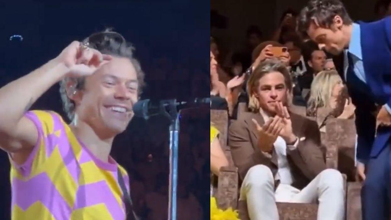 Harry Styles Expertly Mocks Rumor He Spit On Chris Pine At Concert—And The Crowd Goes Wild