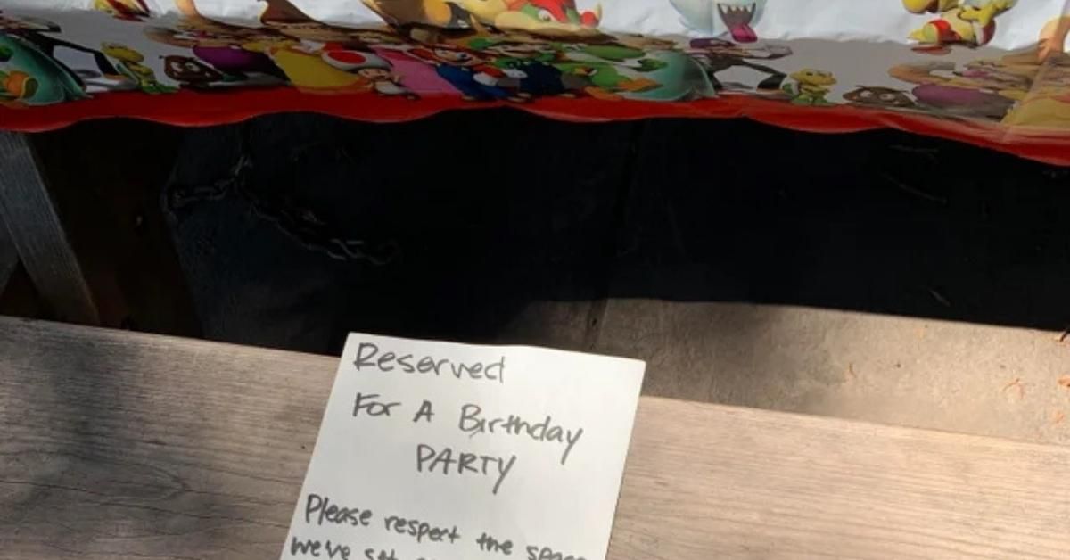 Entitled Note 'Reserving' Several Picnic Tables In Public Park For Kid's Birthday Sparks Debate