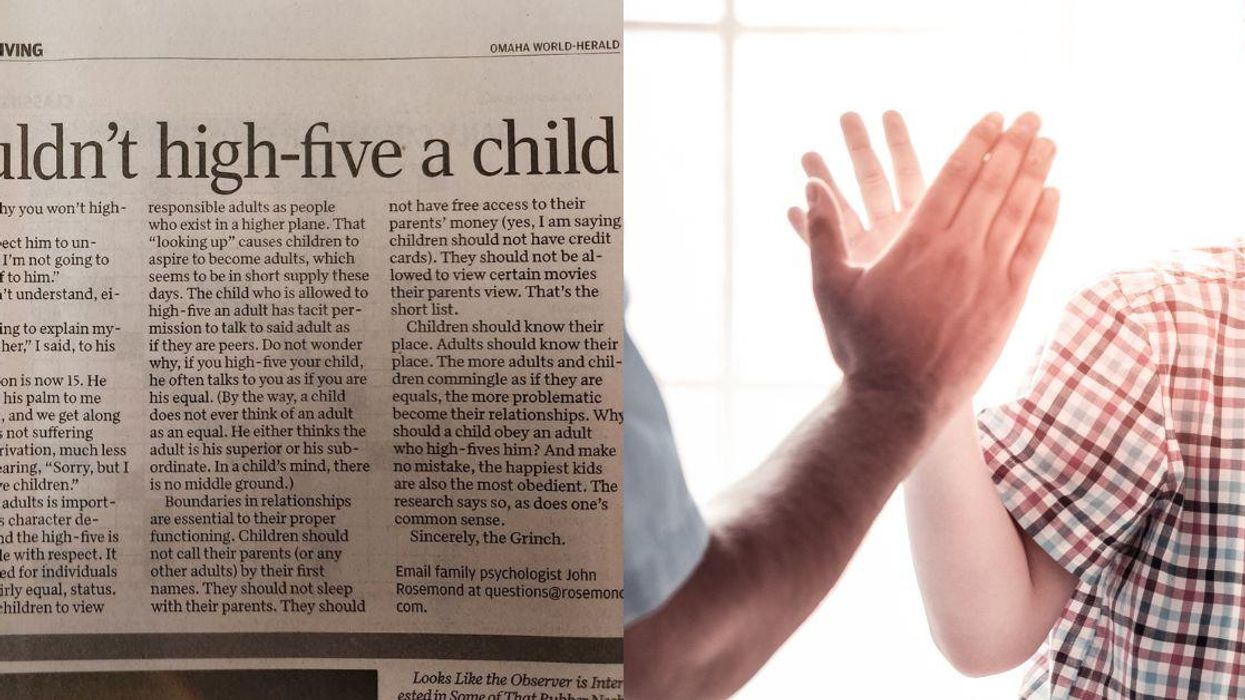 Columnist Dragged After Telling Adults To Stop High-Fiving Kids Because They Aren't Of 'Equal Status'
