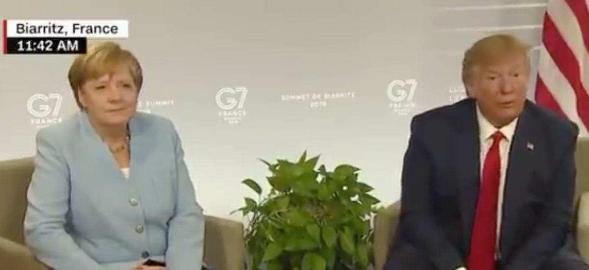 German Chancellor Angela Merkel Audibly Snorts As Trump Says 'I Have German In My Blood' At G7 Summit