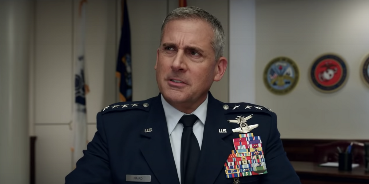 Someone Covered Up A Real-Life Space Official's Picture And Bio At A Museum With Steve Carell's Character From 'Space Force'