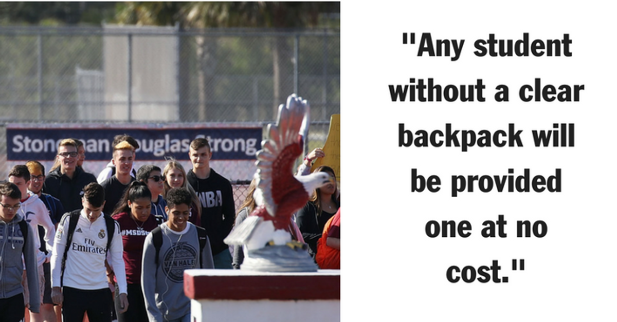 Clear Backpacks Mandated at Marjory Stoneman Douglas High School