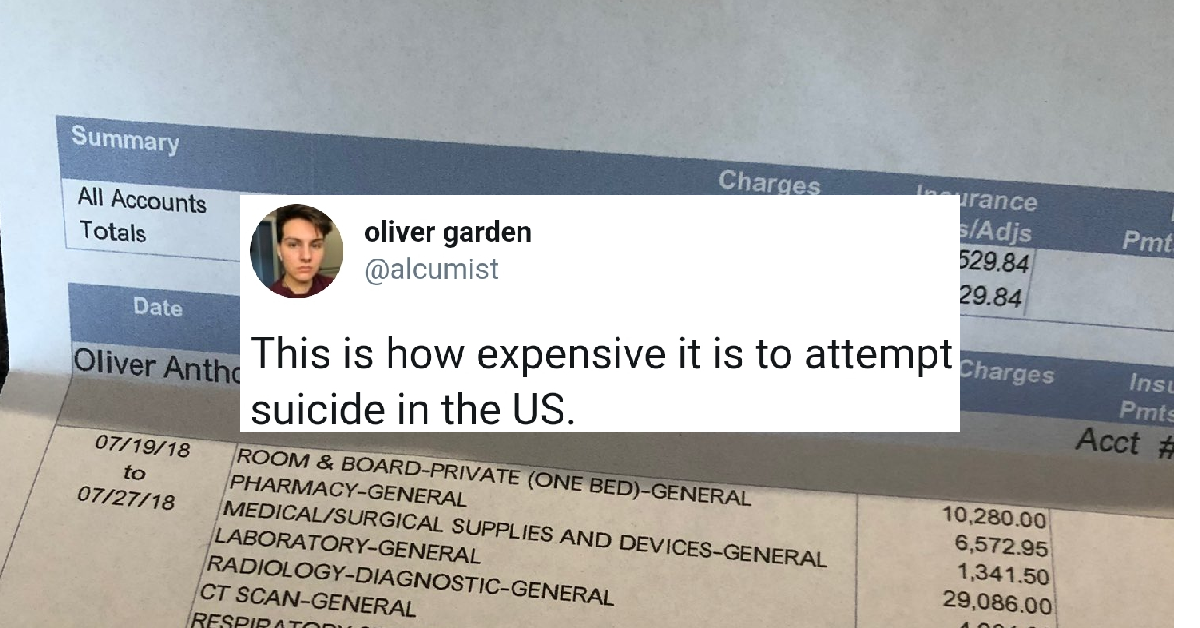 Transgender Man Shares Post On The Outrageous Financial Cost Of Attempting Suicide