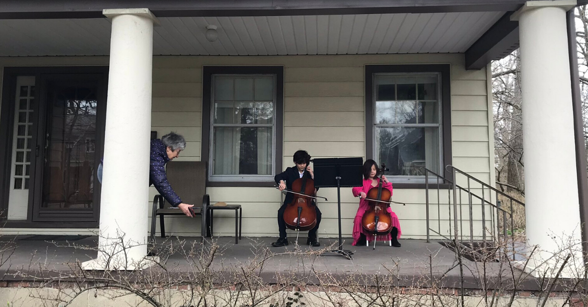Two Young Ohio Kids Played A Beautiful Cello Concert On Their Elderly Neighbor's Patio To Give Her A Moment Of Joy During Her Self-Isolation