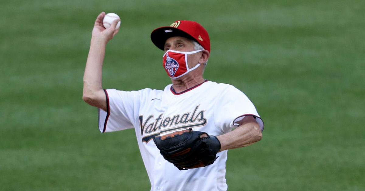 Dr. Fauci Threw Out The First Pitch On Opening Day—And Let's Just Say He Should Stick To Medicine