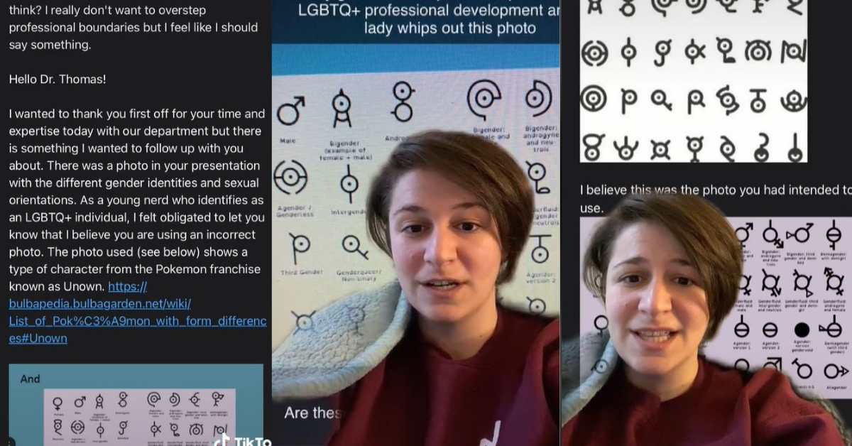 TikToker Stunned After Work Training Mistakenly Uses Pokémon Instead Of Gender Identity Symbols